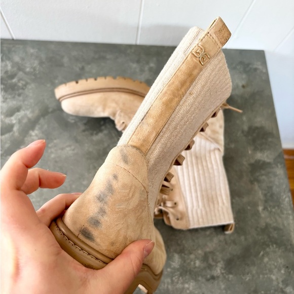 Sam Edelman lydell almond toe knint fabric suede boots size 8 - Picture 5 of 9